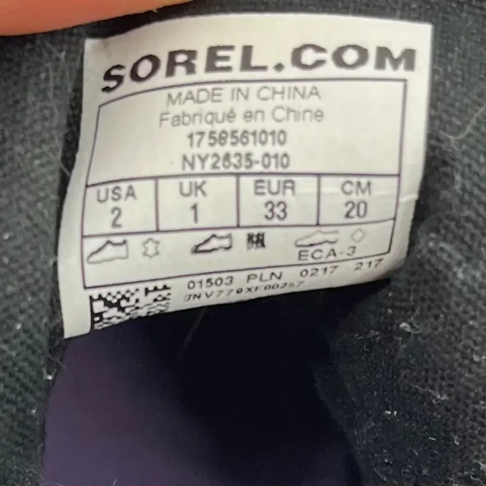 Sorel Youth 2 / 33 Navy Out‎ n About Leather Waterproof Ankle Boots